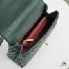 Emerald Green and Red Handcrafted Chanel-Style Shoulder & Handheld Flap Bag