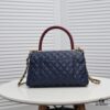 Deep Blue with Red Accents Chanel-Style Flap Bag, Unique Design, Dual Shoulder and Handheld Wear, Imported Top Layer Cowhide, Lychee Texture, Upgraded Full Imported Gold-Tone Hardware, Master Craftsmanship