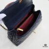 Deep Blue with Red Accents Chanel-Style Flap Bag, Unique Design, Dual Shoulder and Handheld Wear, Imported Top Layer Cowhide, Lychee Texture, Upgraded Full Imported Gold-Tone Hardware, Master Craftsmanship