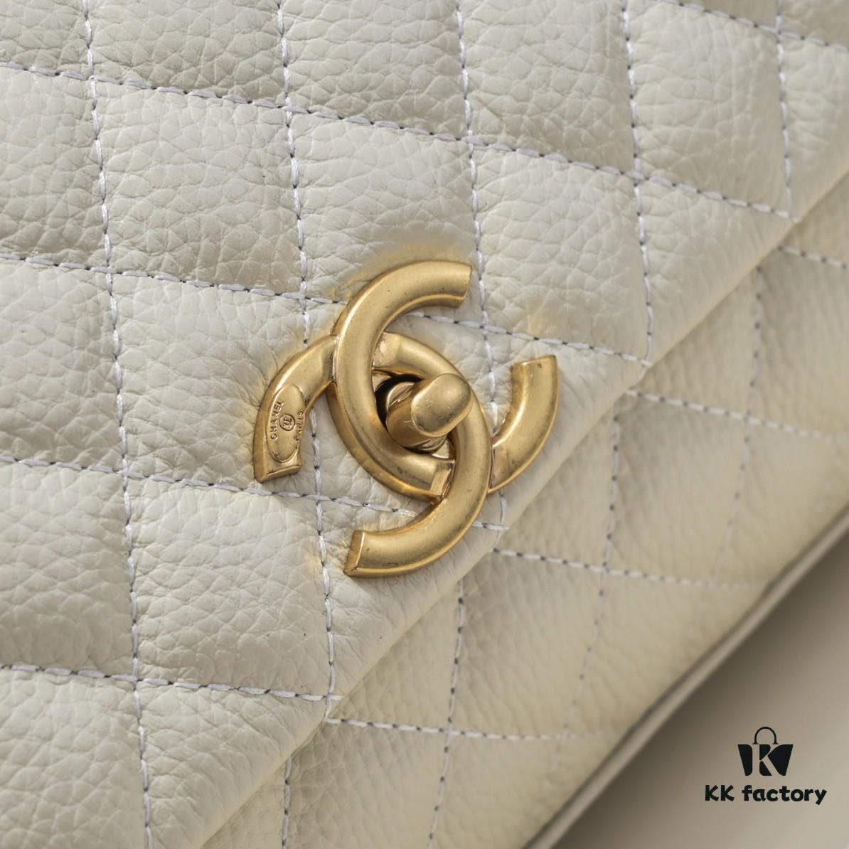 Large White Chanel Bag 💥 Unique Design Flap Tote with Detachable Strap, Dual Carry Options