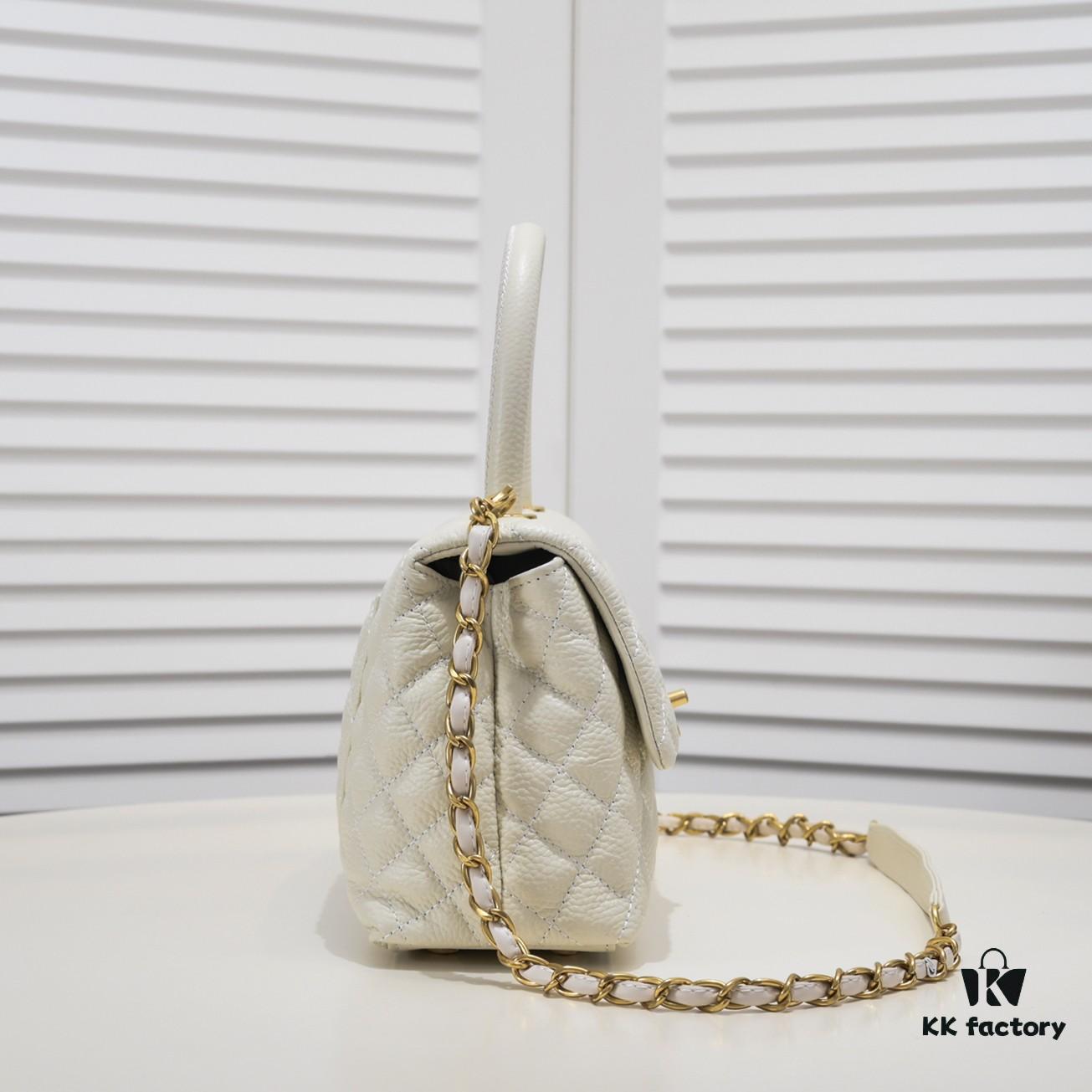 Medium White Chanel Flap Bag with Unique Design, Dual Carry Tote or Shoulder Style, Exquisite Craftsmanship