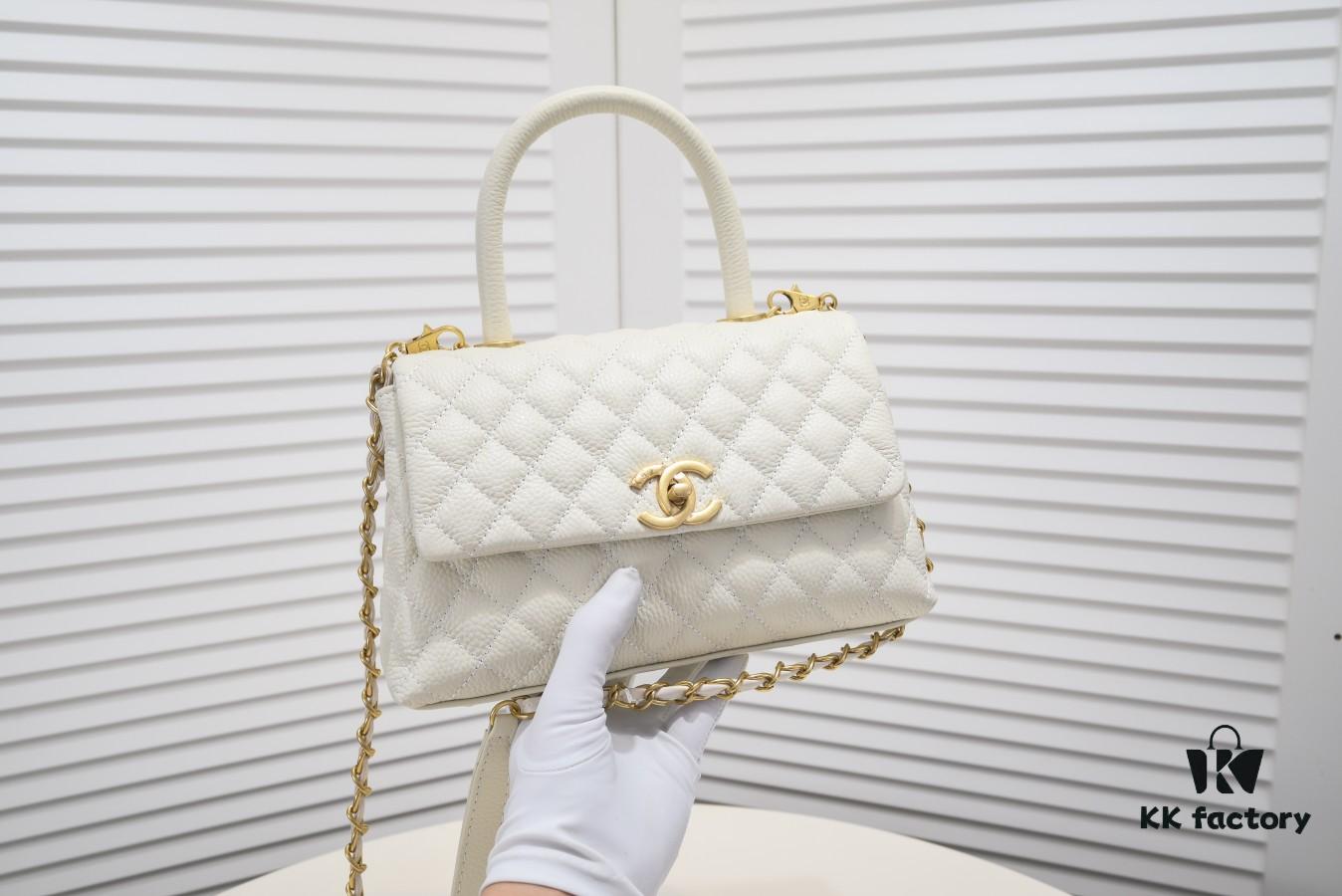 Medium White Chanel Flap Bag with Unique Design, Dual Carry Tote or Shoulder Style, Exquisite Craftsmanship