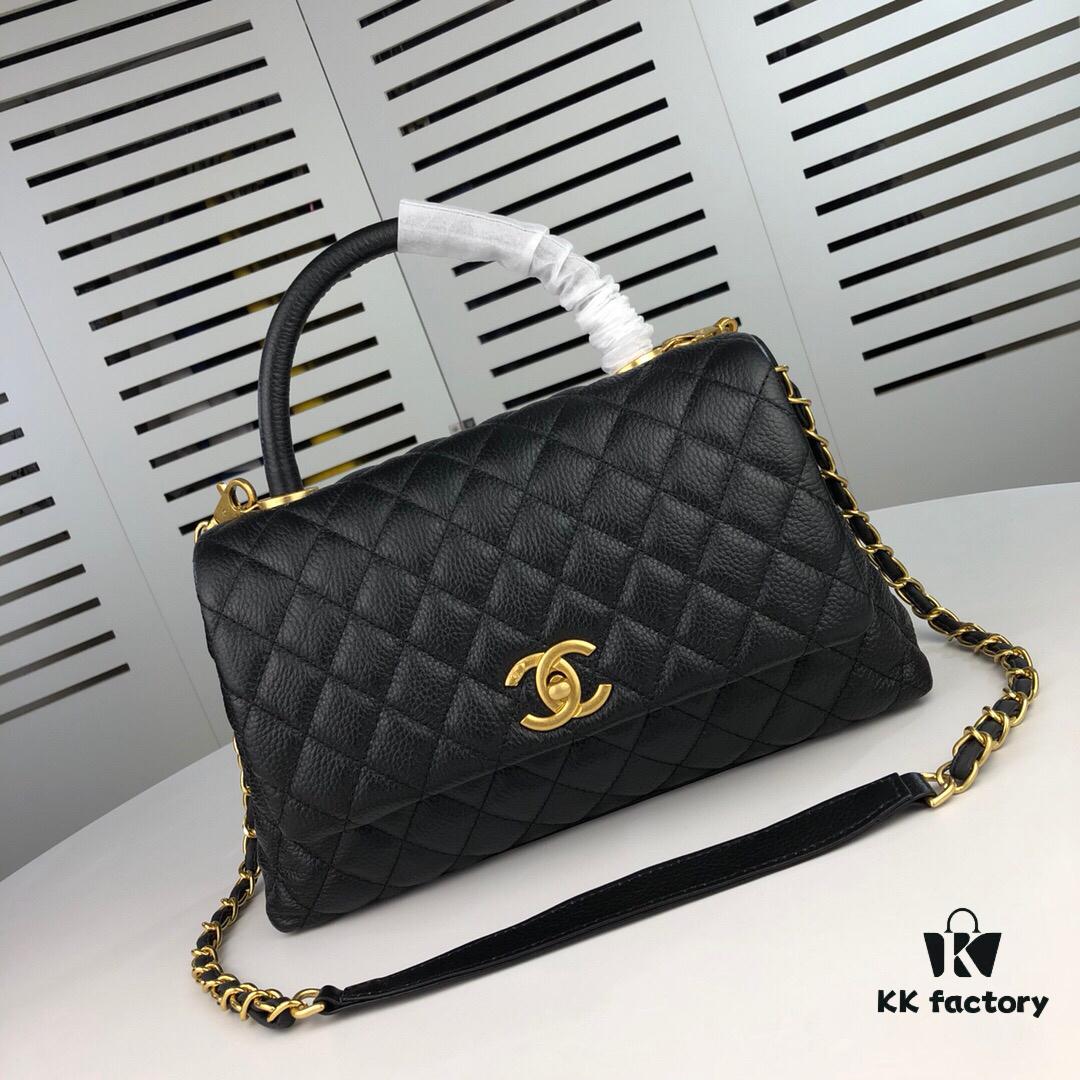 Medium Black Chanel Flap Bag with Unique Design, Dual Carry Tote and Shoulder Style