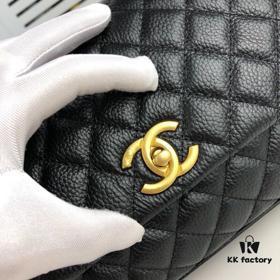 Medium Black Chanel Flap Bag with Unique Design, Dual Carry Tote and Shoulder Style