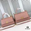 Medium Pink Chanel Flap Bag with Unique Design, Dual Carry Style (Shoulder & Top Handle)