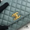 Medium Haze Blue Chanel Bag 💥 Unique Design Flap Shoulder & Top Handle Handbag, Premium Imported Full-Grain Calfskin, Lychee Texture, Upgraded Gold-Tone Hardware, Handcrafted by Master Artisans