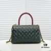 Emerald Green and Red Chanel-Style Shoulder Bag with Unique Clasp Design – Dual Carry Tote & Crossbody, Exotic Texture with Luxe Gold Hardware