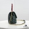 Emerald Green and Red Chanel-Style Shoulder Bag with Unique Clasp Design – Dual Carry Tote & Crossbody, Exotic Texture with Luxe Gold Hardware