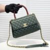 Emerald Green and Red Chanel-Style Shoulder Bag with Unique Clasp Design – Dual Carry Tote & Crossbody, Exotic Texture with Luxe Gold Hardware