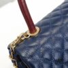 Deep Blue with Red Accents Chanel-Style Flap Bag - Unique Design, Dual Shoulder and Handheld Use