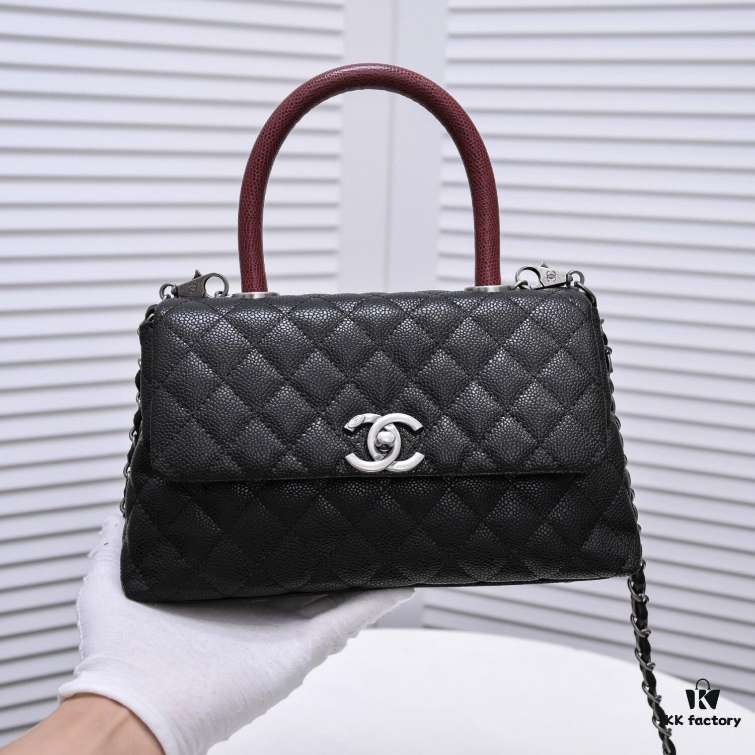 Chanel Unique Design Flap Bag with Shoulder and Top Handle - Dual Carry Style