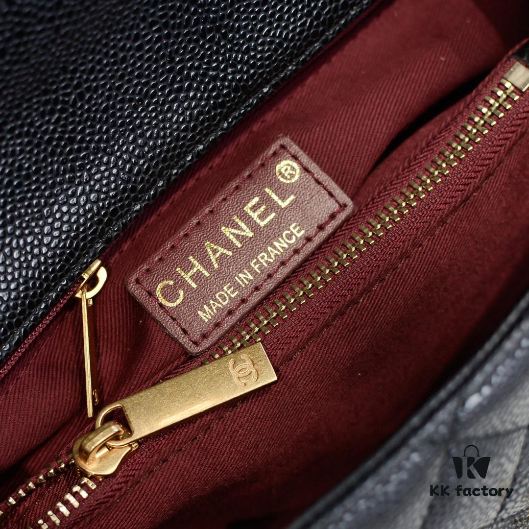 Chanel Unique Design Flap Bag with Shoulder and Top Handle, Dual Carry Style, Premium Imported Full-Grain Calfskin, Quilted Texture, Upgraded Luxury Gold-Tone Hardware, Handcrafted by Master Artisans