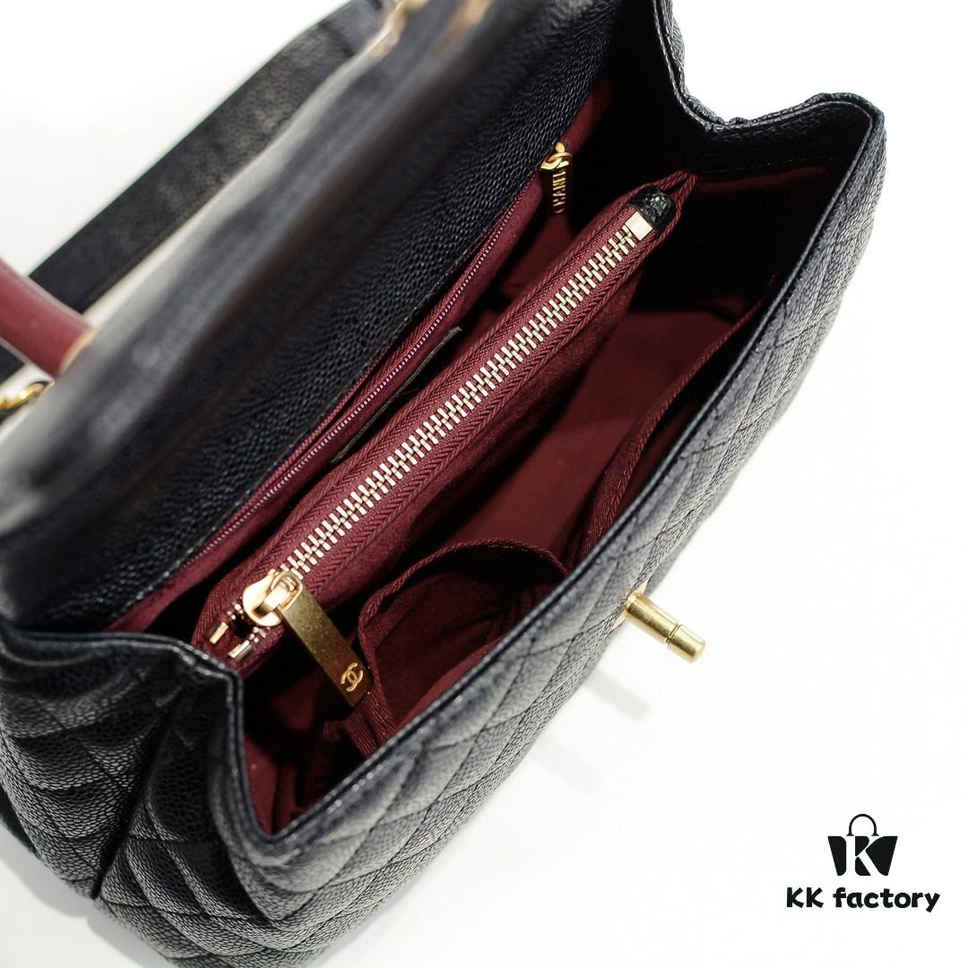 Chanel Unique Design Flap Bag with Shoulder and Top Handle, Dual Carry Style, Premium Imported Full-Grain Calfskin, Quilted Texture, Upgraded Luxury Gold-Tone Hardware, Handcrafted by Master Artisans