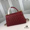 Large Burgundy Chanel-Style Tote Bag with Unique Flap Design, Dual Carry Options (Shoulder & Handheld)