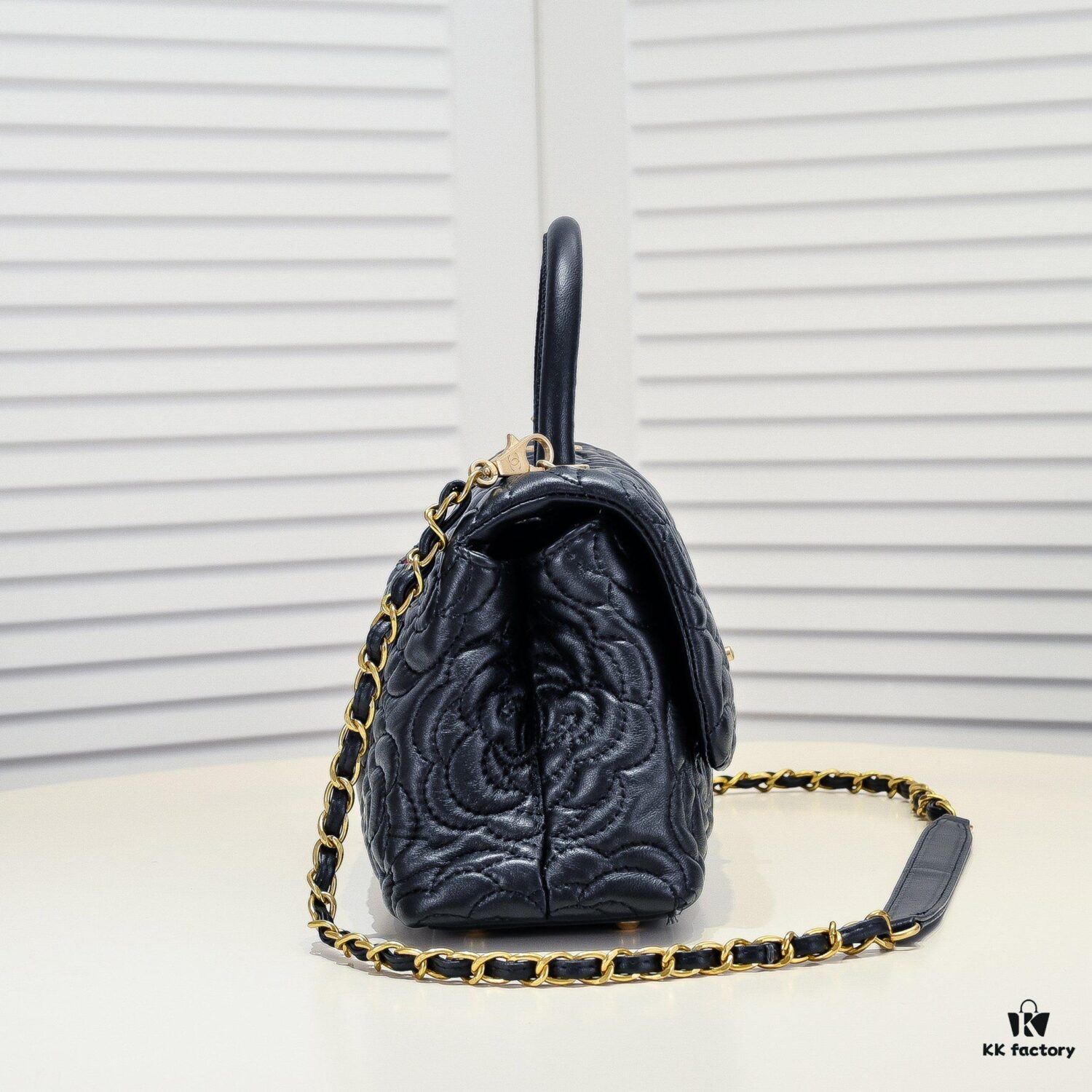 Chanel Unique Design Flap Bag with Chain Strap, Dual Carry (Shoulder & Handheld), Camellia Pattern, Premium Imported Lamb Leather, Upgraded Full Gold-Plated Hardware