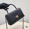 Large Black Chanel Unique Design Flap Bag – Dual Carry Shoulder and Handheld, Premium Top-Layer Imported Calfskin with Quilted Texture, Luxurious Gold-Tone Hardware