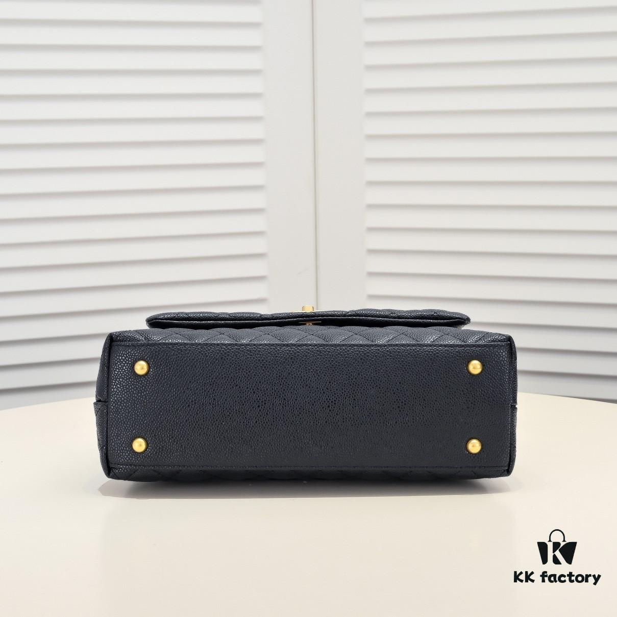 Large Black Chanel Unique Design Flap Bag – Dual Carry Shoulder and Handheld, Premium Top-Layer Imported Calfskin with Quilted Texture, Luxurious Gold-Tone Hardware