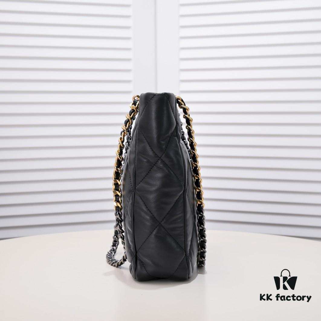 CHANEL 22B 19BAG Tote Black Gold Small Size