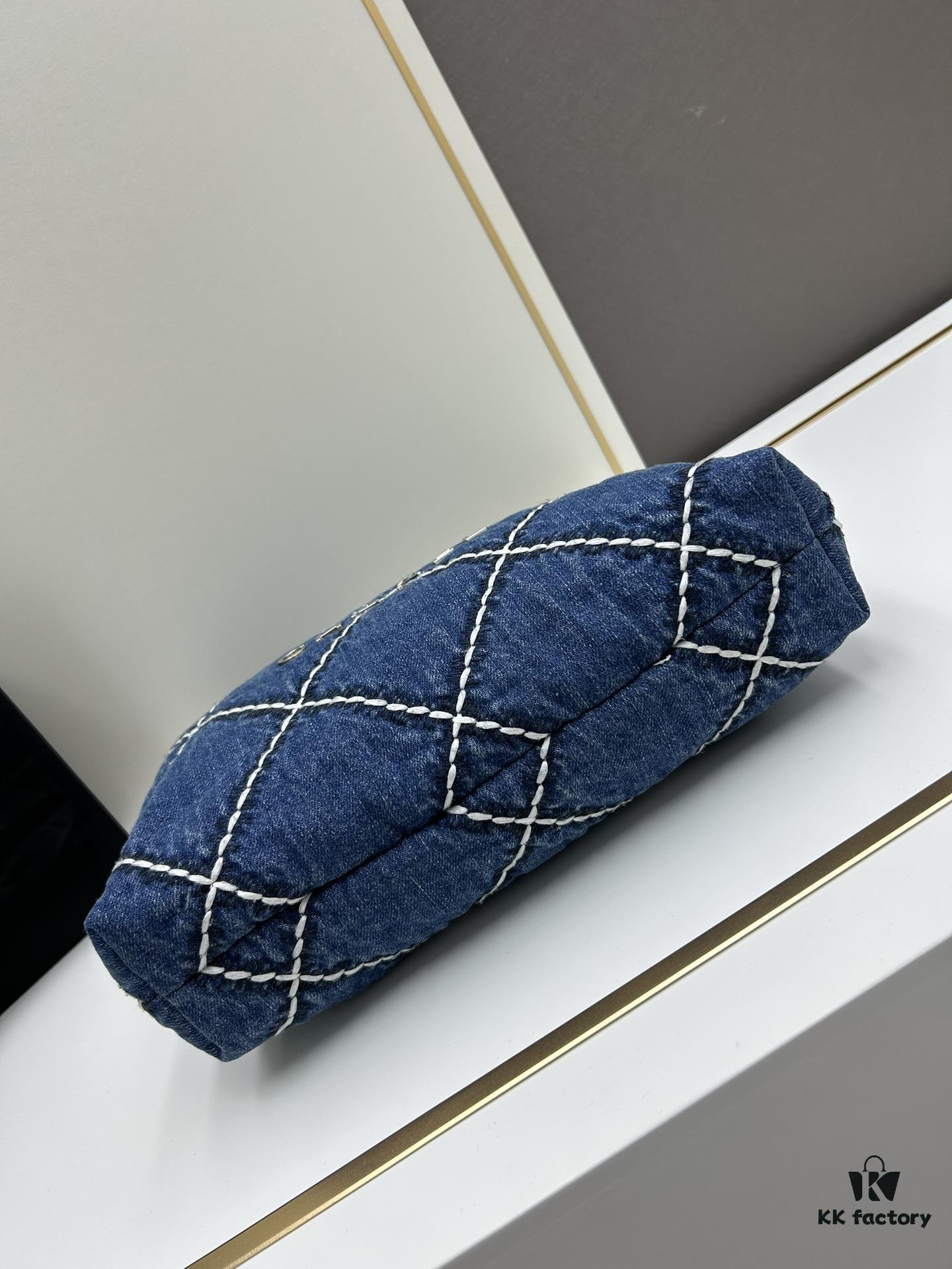 Upgraded! Champion Quality ⭐️⭐️⭐️ 24S Denim 22bag CHANEL 24S Denim Series, Jennie's Same Style Trash Bag – New Member of the 22bag Family with Rivets, This Season's Most Beautiful Denim Collection!