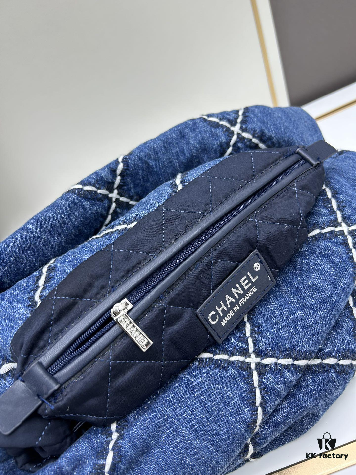 Upgraded! Champion Quality ⭐️⭐️⭐️ 24S Denim 22bag CHANEL 24S Denim Series, Jennie's Same Style Trash Bag – New Member of the 22bag Family with Rivets, This Season's Most Beautiful Denim Collection!