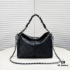 Vintage Chanel Black and Silver Shoulder Tote
