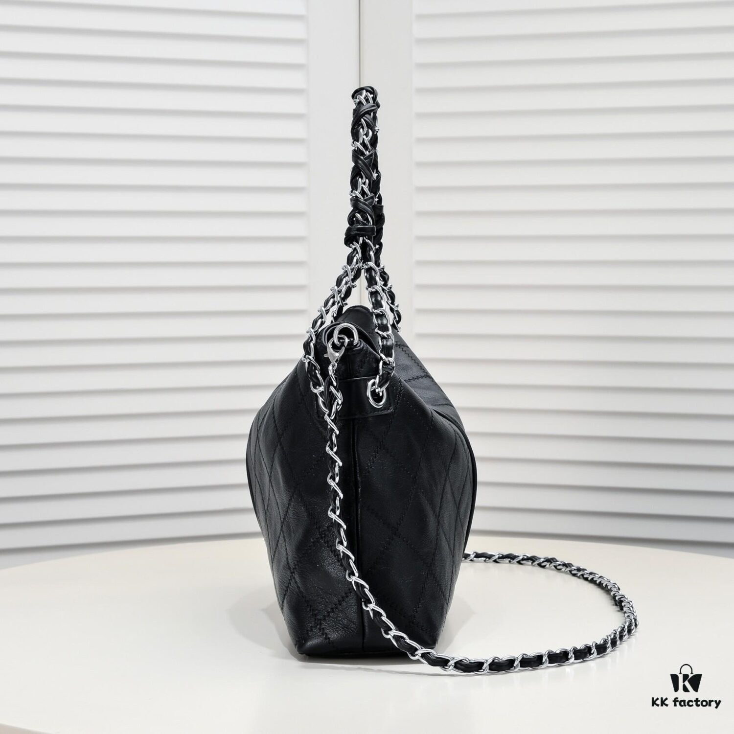 Vintage Chanel Black and Silver Shoulder Tote