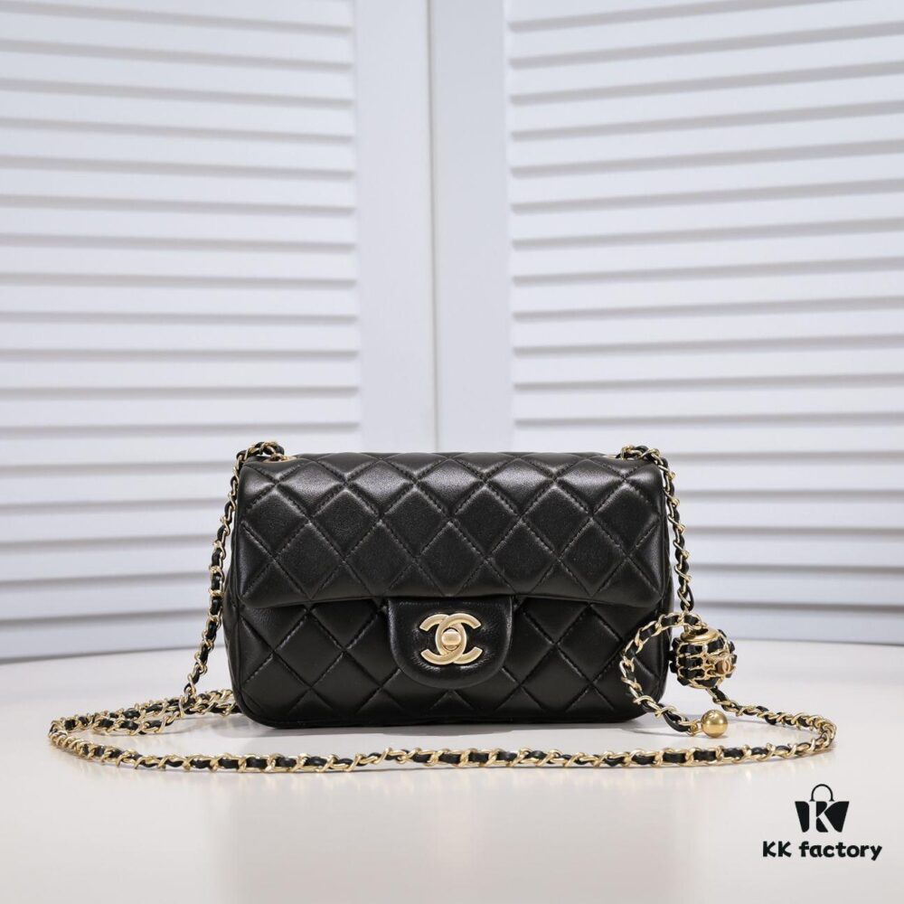 Chanel Hot-Selling Metal CF Mini Flap Bag with Hollow Woven Rope and Gold Ball Detail