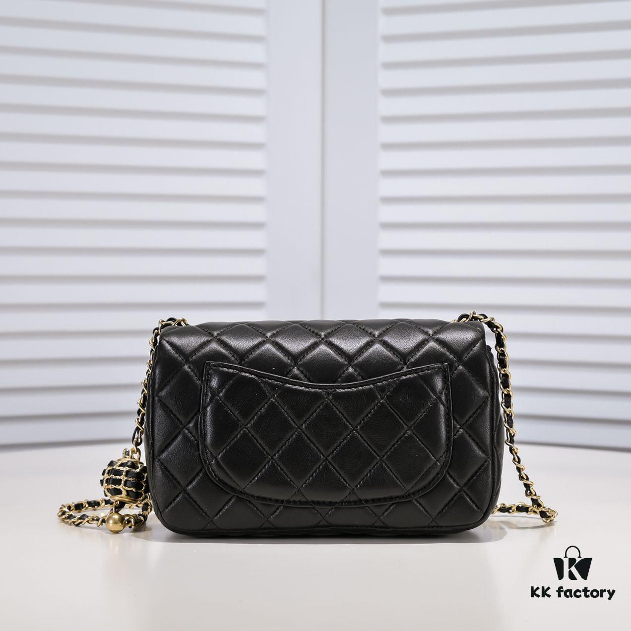 Chanel Hot-Selling Metal CF Mini Flap Bag with Hollow Woven Rope and Gold Ball Detail