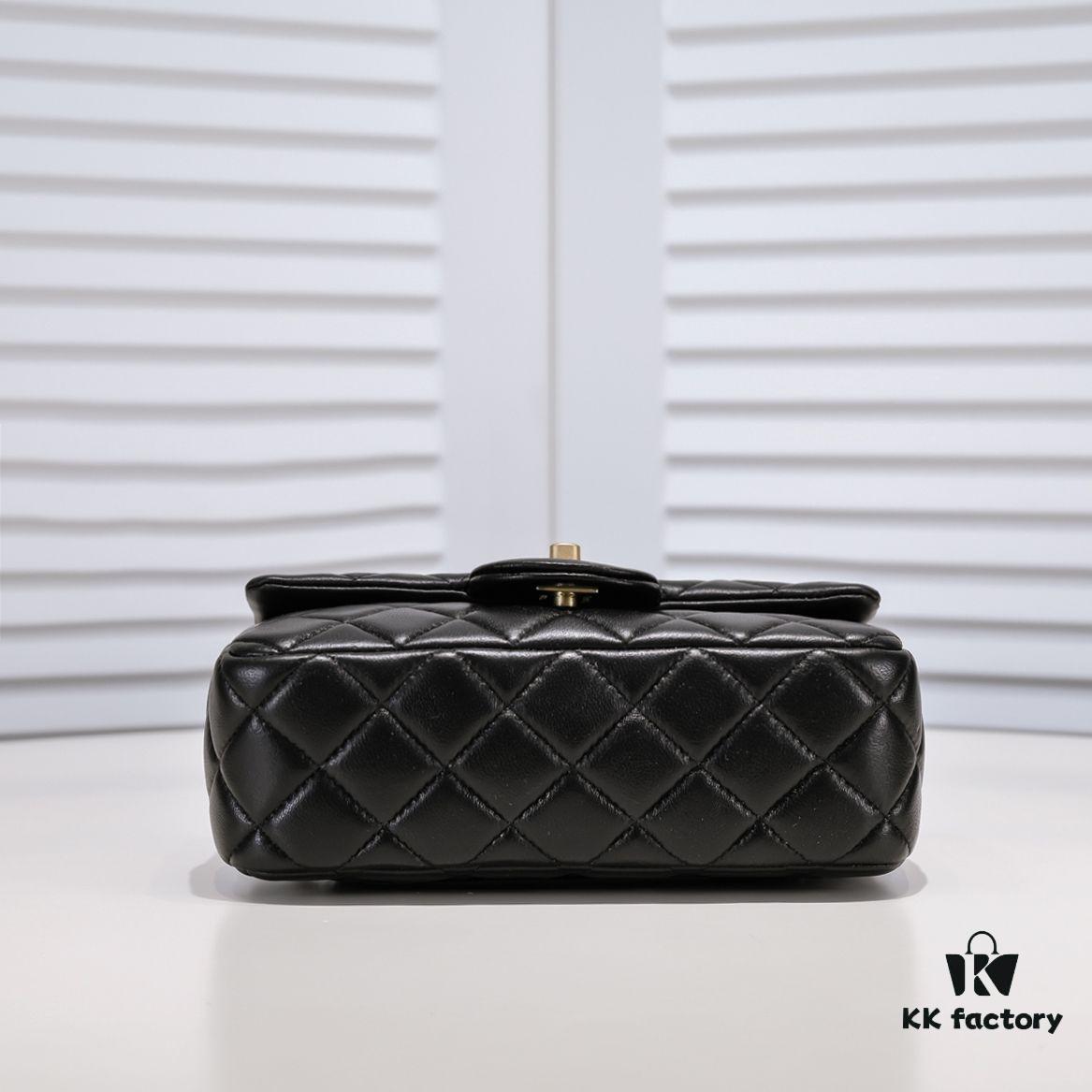 Chanel Hot-Selling Metal CF Mini Flap Bag with Hollow Woven Rope and Gold Ball Detail