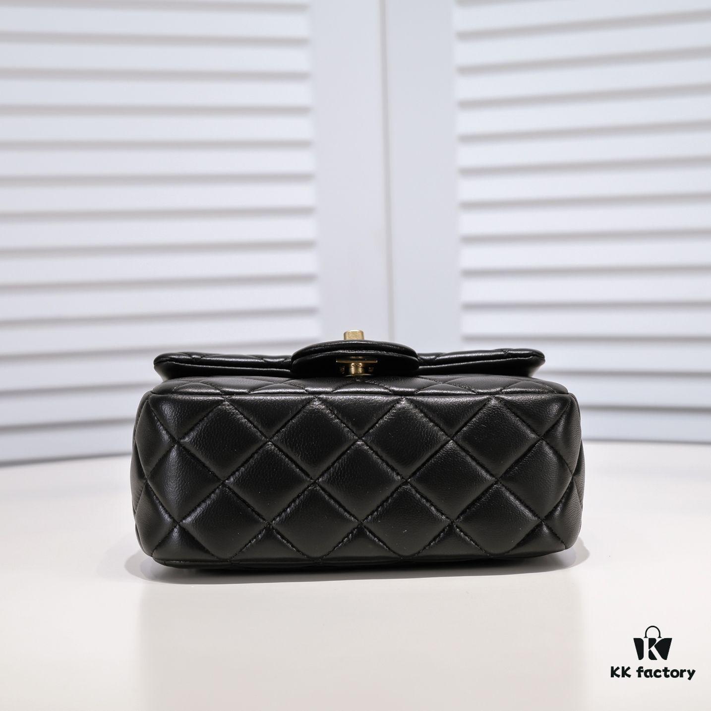 Chanel Hot-Selling Metal CF Mini Flap Bag with Hollow Woven Rope and Gold Ball Detail