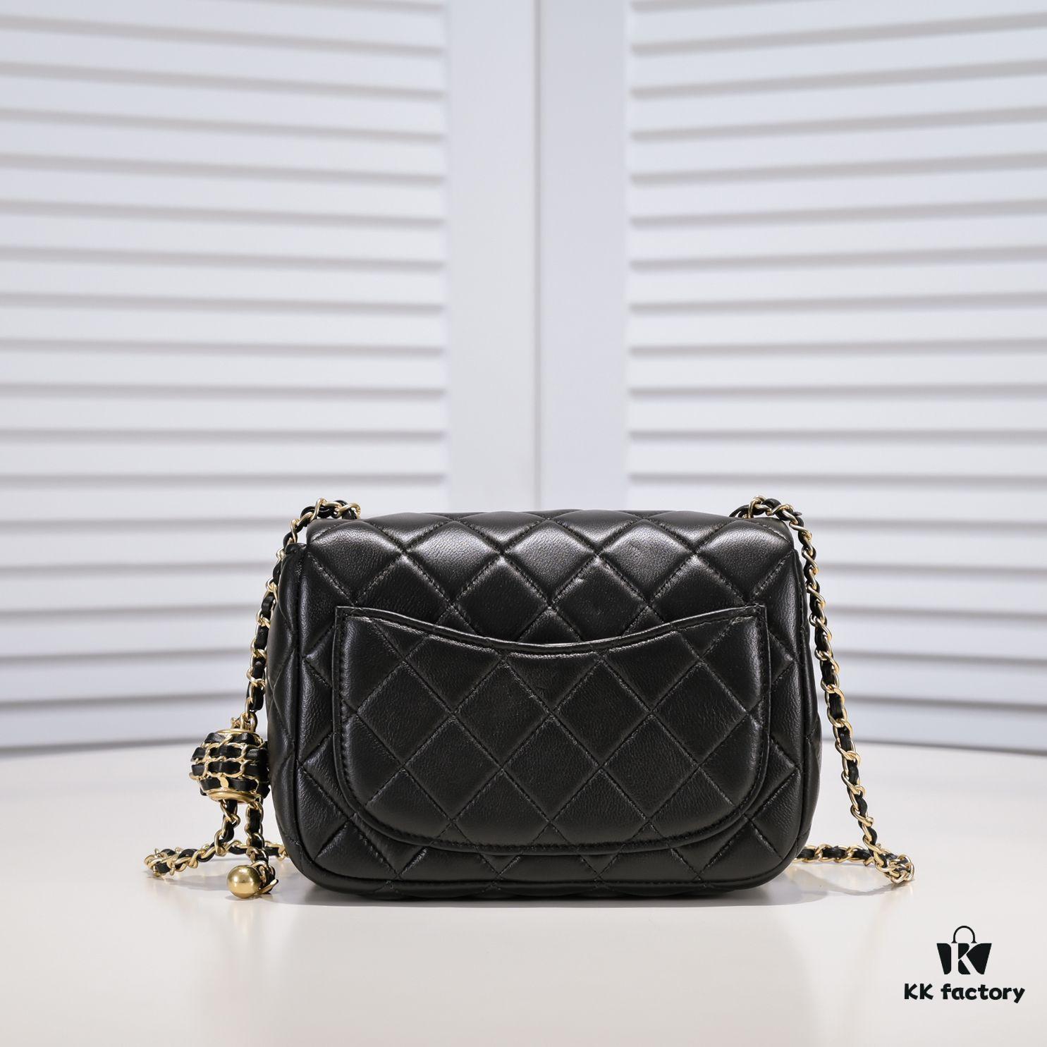 Chanel Hot-Selling Metal CF Mini Flap Bag with Hollow Woven Rope and Gold Ball Detail