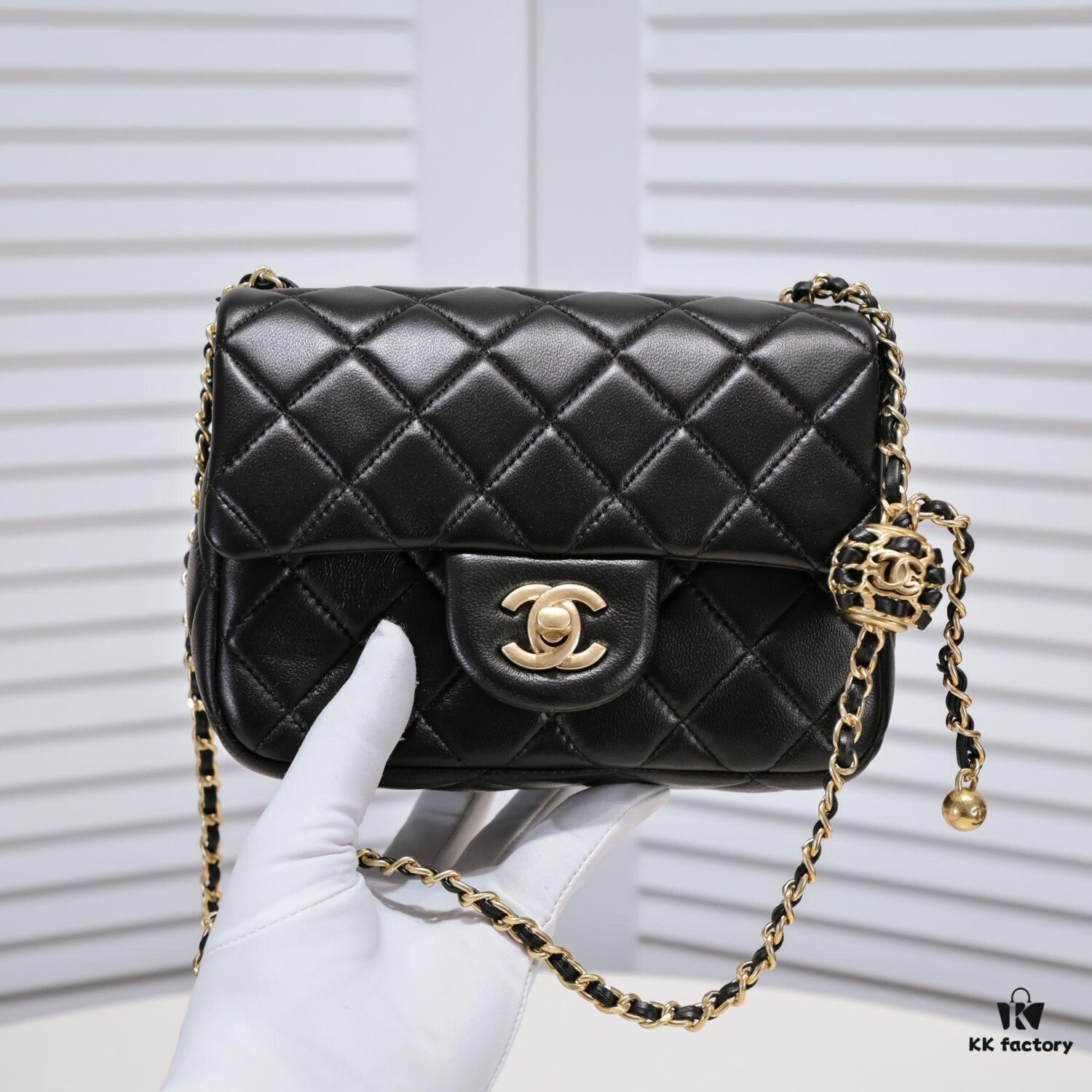 Chanel Hot-Selling Metal CF Mini Flap Bag with Hollow Woven Rope and Gold Ball Detail
