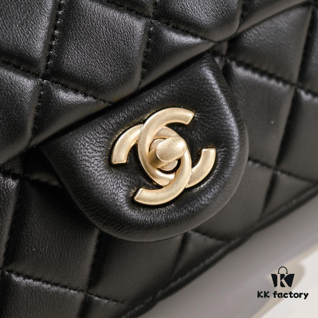 Chanel Hot-Selling Metal CF Mini Flap Bag with Hollow Woven Rope and Gold Ball Detail