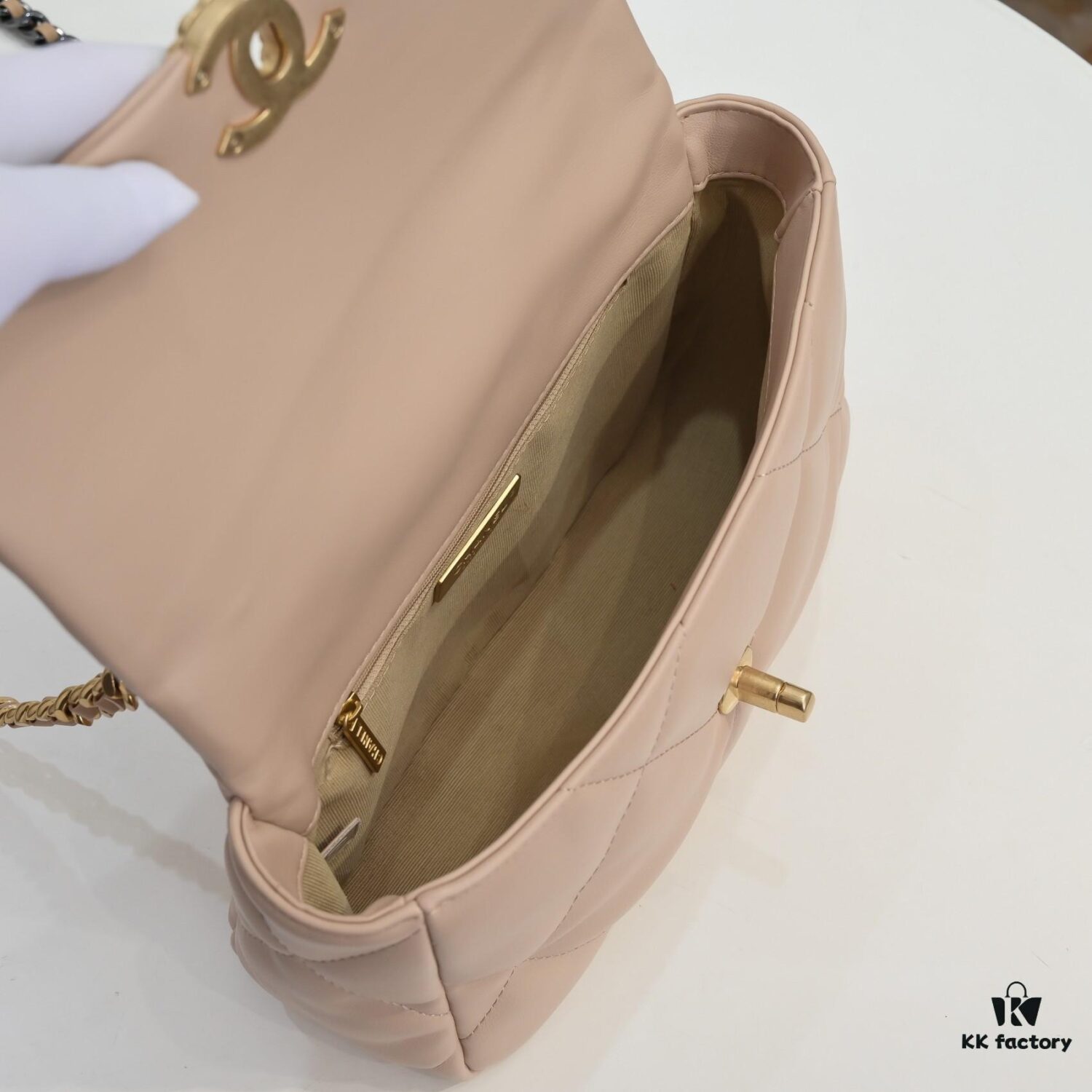 Beige Small Chanel Latest Bestseller Available Now 📣📣 Synchronized with Boutique - Imported Calfskin Leather 🐂 Exceptionally Soft Touch