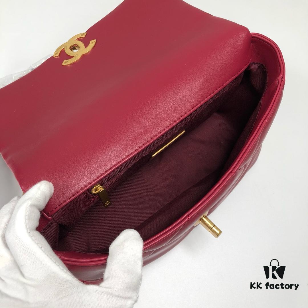 Burgundy Red Mini Chanel Latest Bestseller Release 📣📣 Synchronized with Counter, Imported Calfskin Leather, Extremely Soft Touch