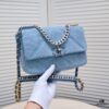 Chanel 22p Spring-Summer Collection New 19Bag Denim Light Blue Sand Silver Hardware