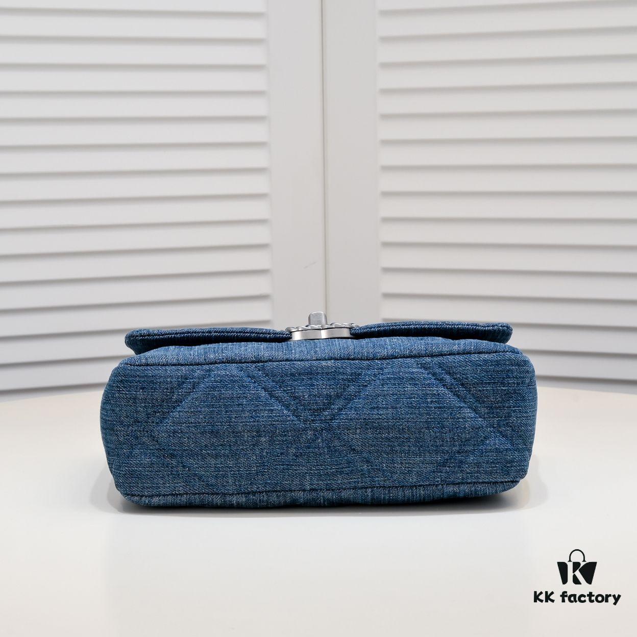 Chanel 22p Spring-Summer Collection Denim Bag in Light Blue with Silver-Tone Hardware