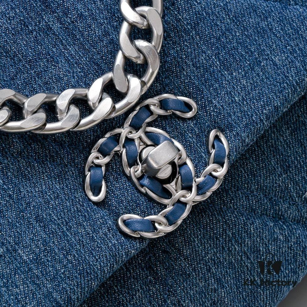 Chanel 22p Spring-Summer Collection Denim Bag in Light Blue with Silver-Tone Hardware