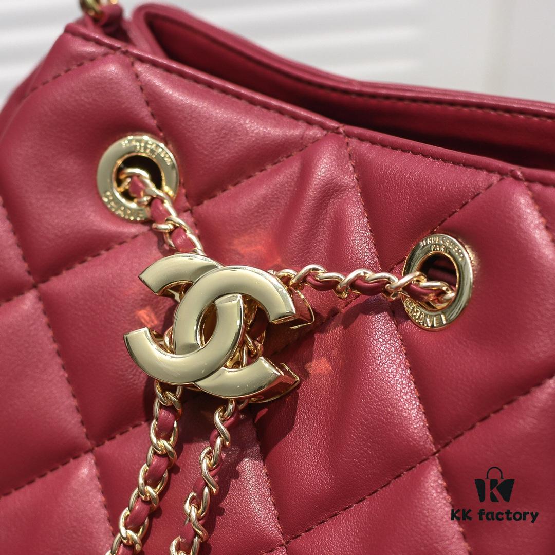 Large CHANEL 2020 New Arrival Double C Chain Drawstring Mini Bucket Bag