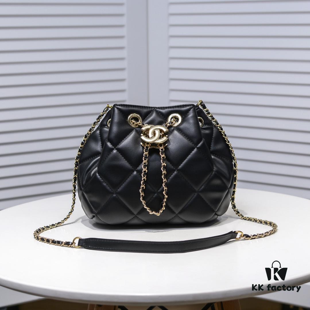 Small CHANEL: 2020 New Arrival Double C Chain Drawstring Mini Bucket Bag
