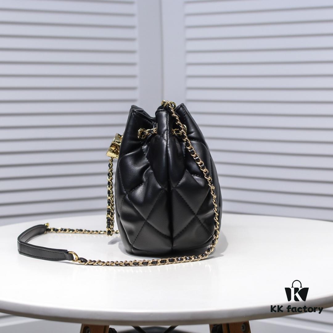 Small CHANEL: 2020 New Arrival Double C Chain Drawstring Mini Bucket Bag