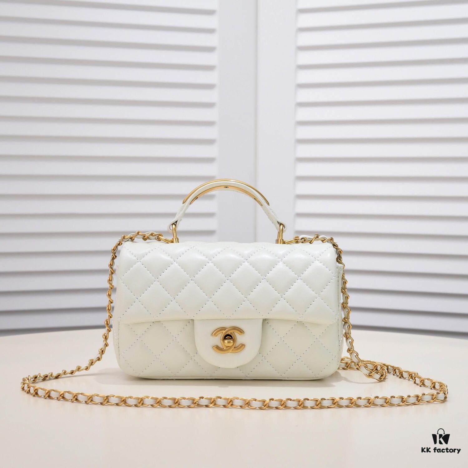 Chanel 22B Latest Mini CF Handle with Hardware Accents, New AS2431 Classic Quilted Flap Bag