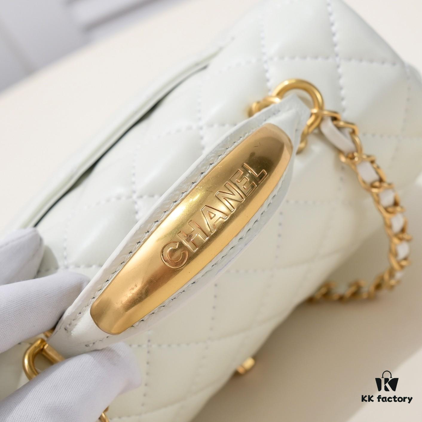 Chanel 22B Latest Mini CF Handle with Hardware Accents, New AS2431 Classic Quilted Flap Bag