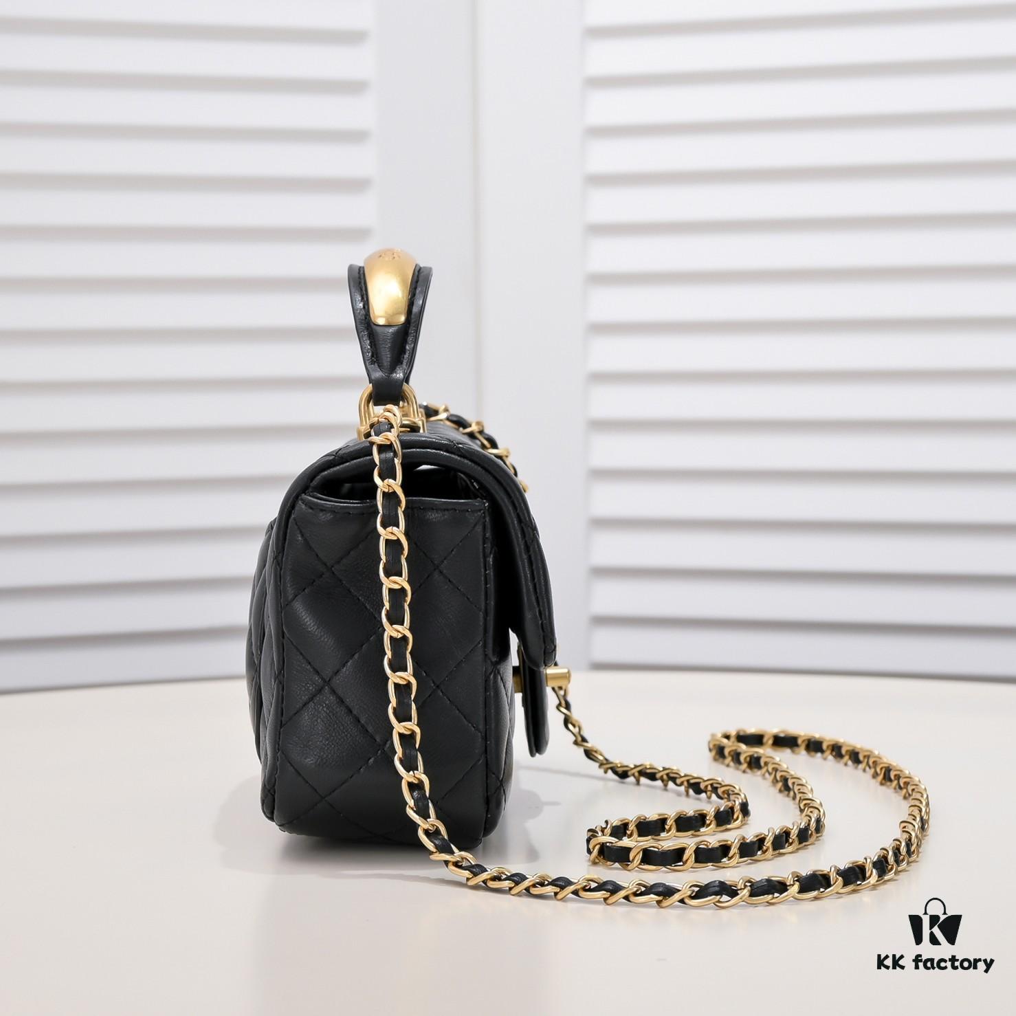 Chanel 22B Latest Mini CF Handle with Hardware Accents, New AS2431 Classic Quilted Flap Bag