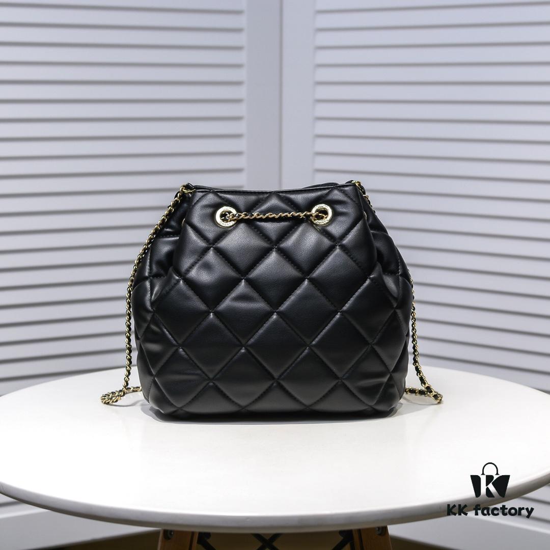 Large CHANEL 2020 New Arrival Double C Chain Drawstring Mini Bucket Bag