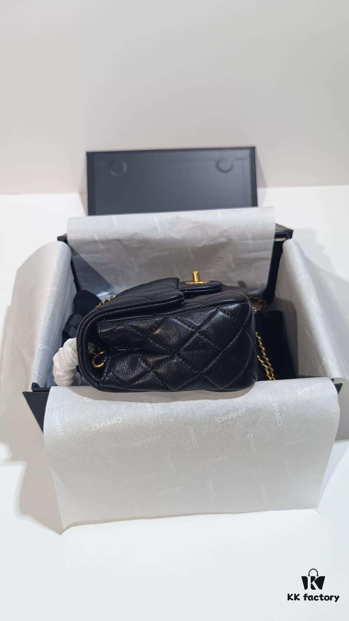 CHANEL France Boutique Collection Metal CF Bag with Golden Beads - Large and Small Sizes