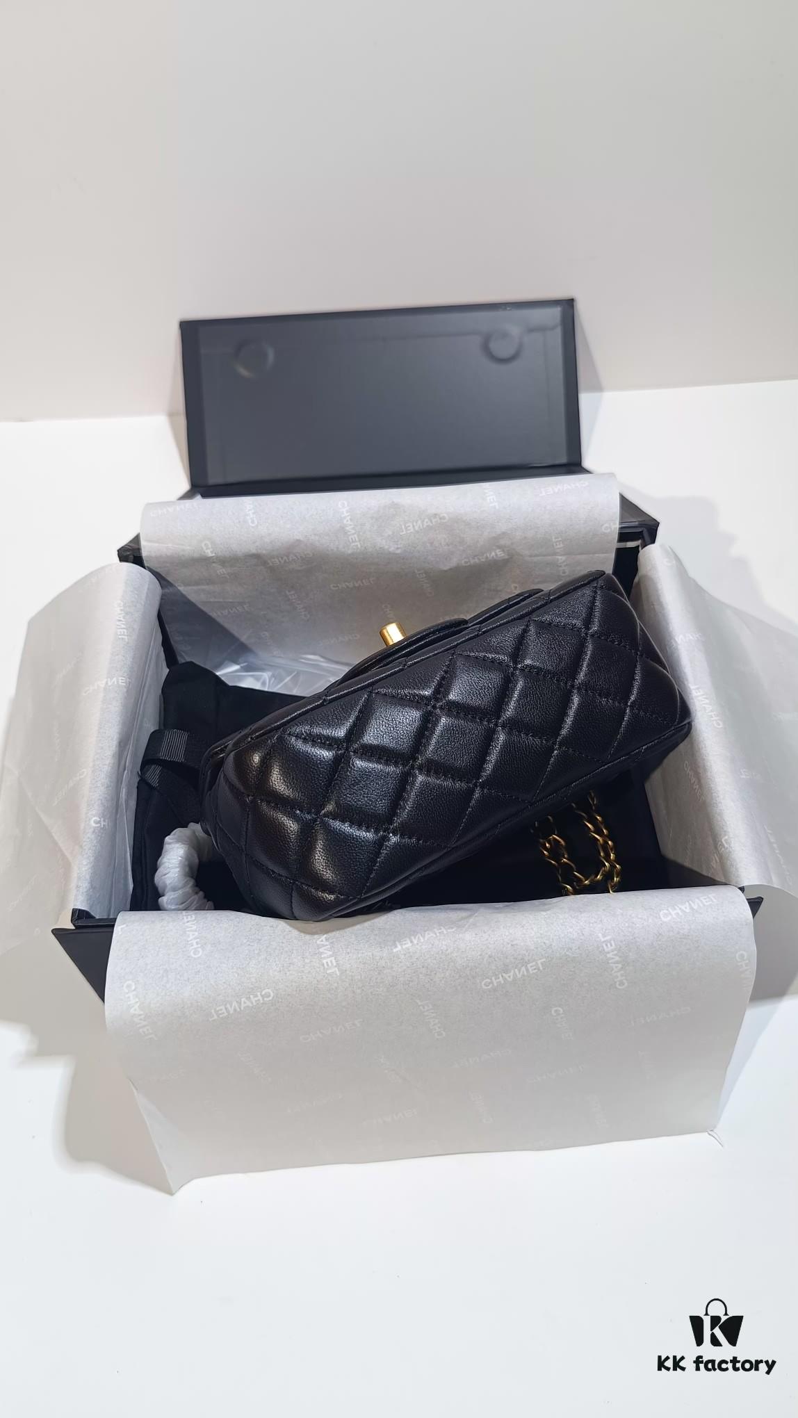 CHANEL France Boutique Collection Metal CF Bag with Golden Beads - Large and Small Sizes