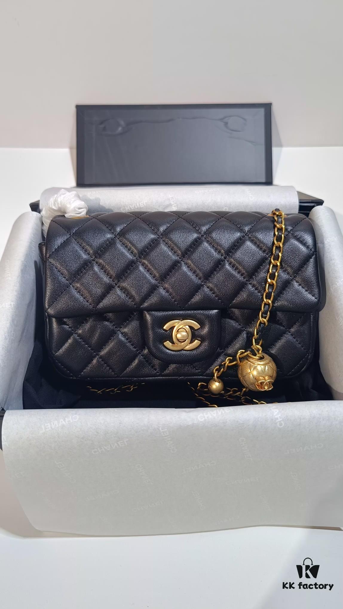 CHANEL France Handcrafted Luxury Metal CF Bag with Golden Beads - Large and Small Sizes Available