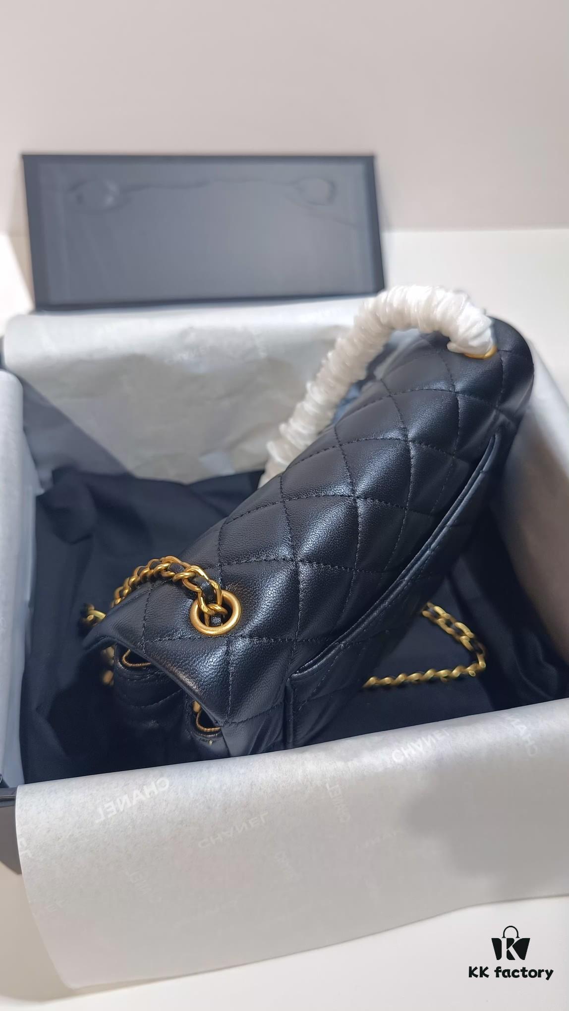 CHANEL France Handcrafted Luxury Metal CF Bag with Golden Beads - Large and Small Sizes Available