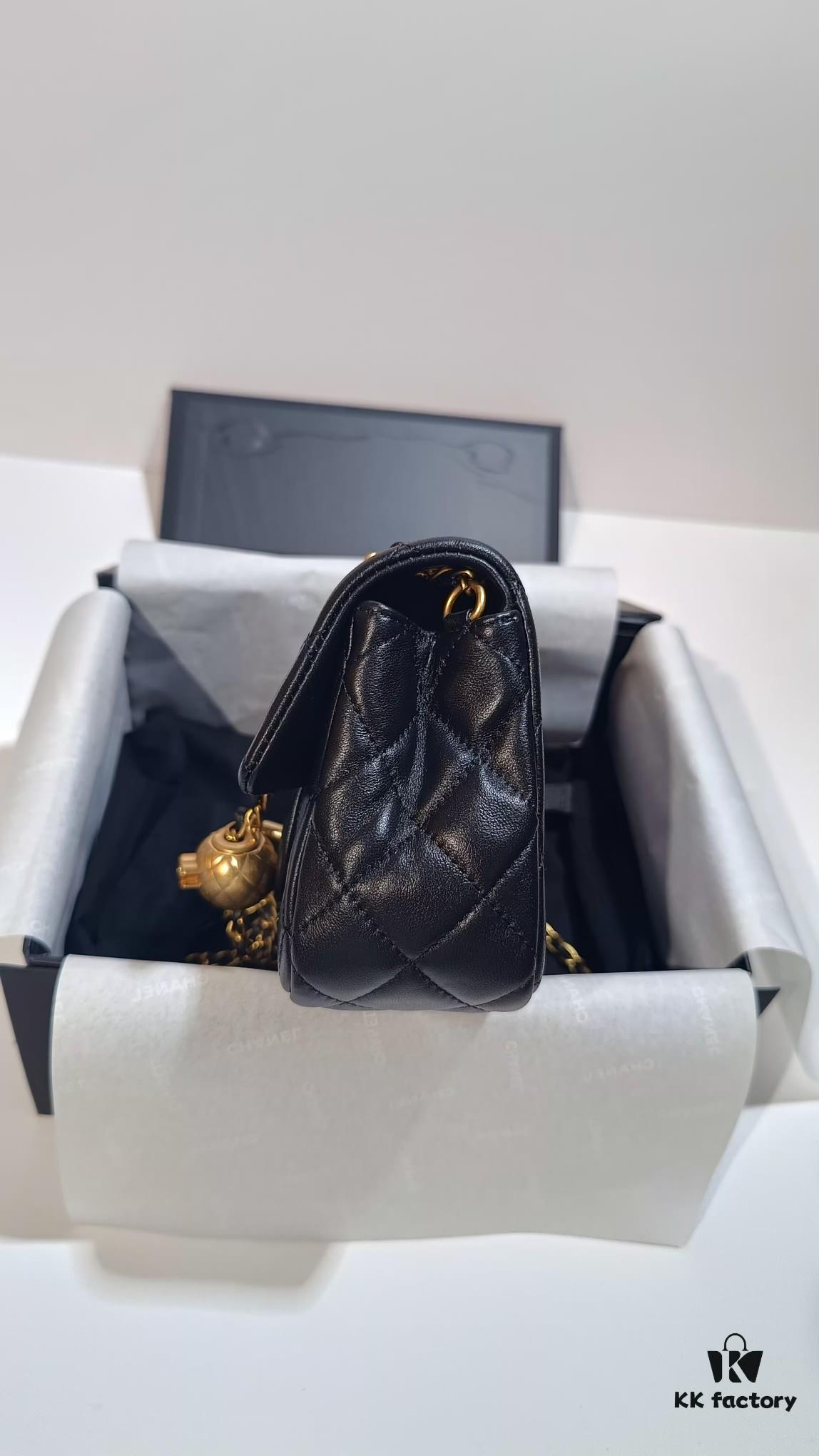 CHANEL France Handcrafted Luxury Metal CF Bag with Golden Beads - Large and Small Sizes Available